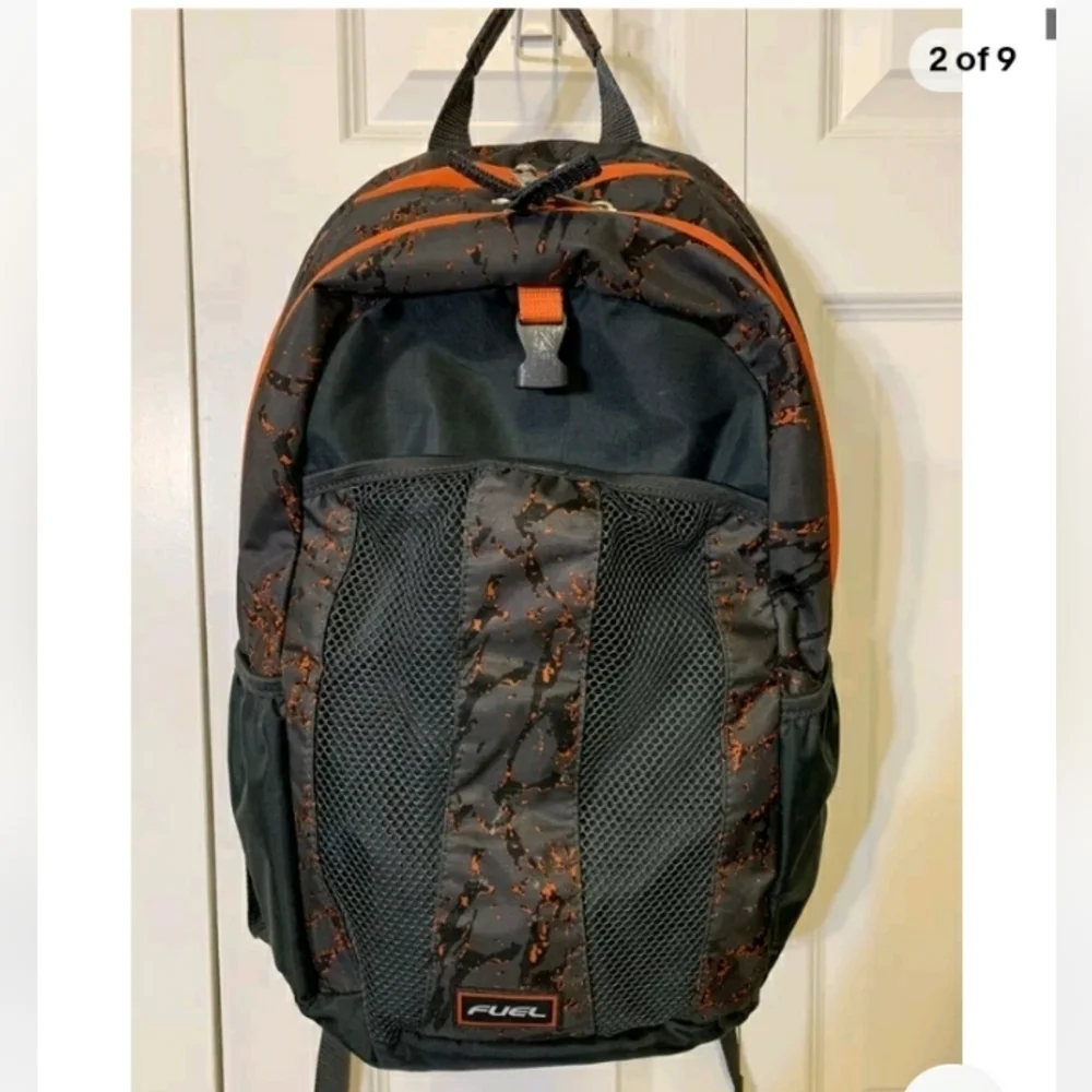 Fuel Backpack Unisex School Backpack with Laptop Pouch Black & Orange Lightweigh